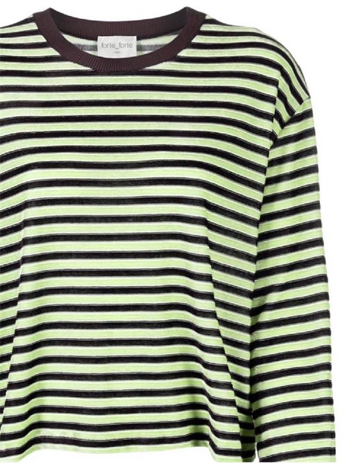 Crew-neck sweater in shine velvet chenille stripe Forte forte | 121271091